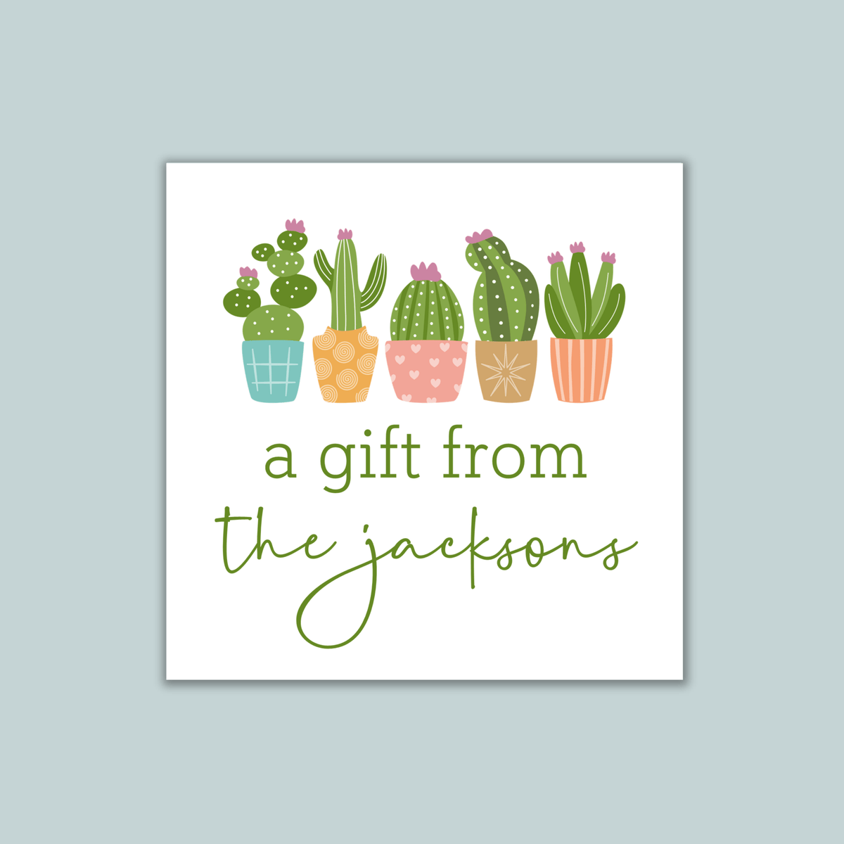 Succulents - Personalized Square Gift Sticker - The Note House