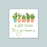 Succulents - Personalized Square Gift Sticker - The Note House
