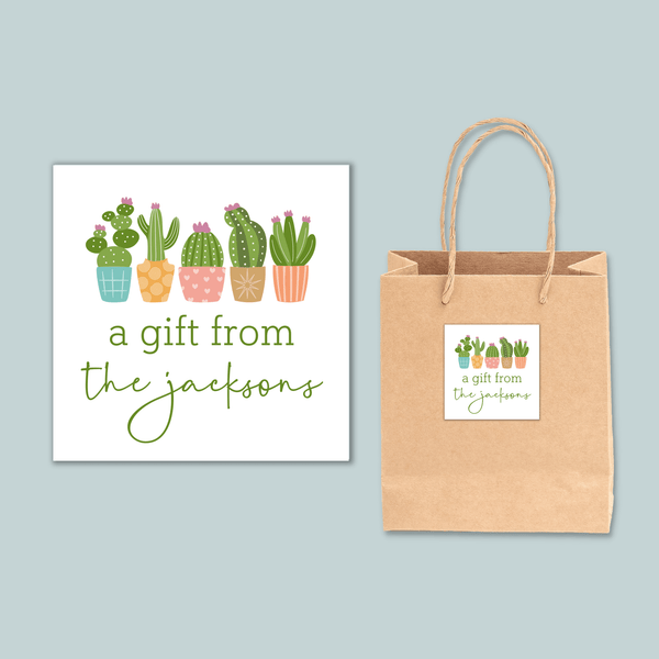Succulents - Personalized Square Gift Sticker - The Note House