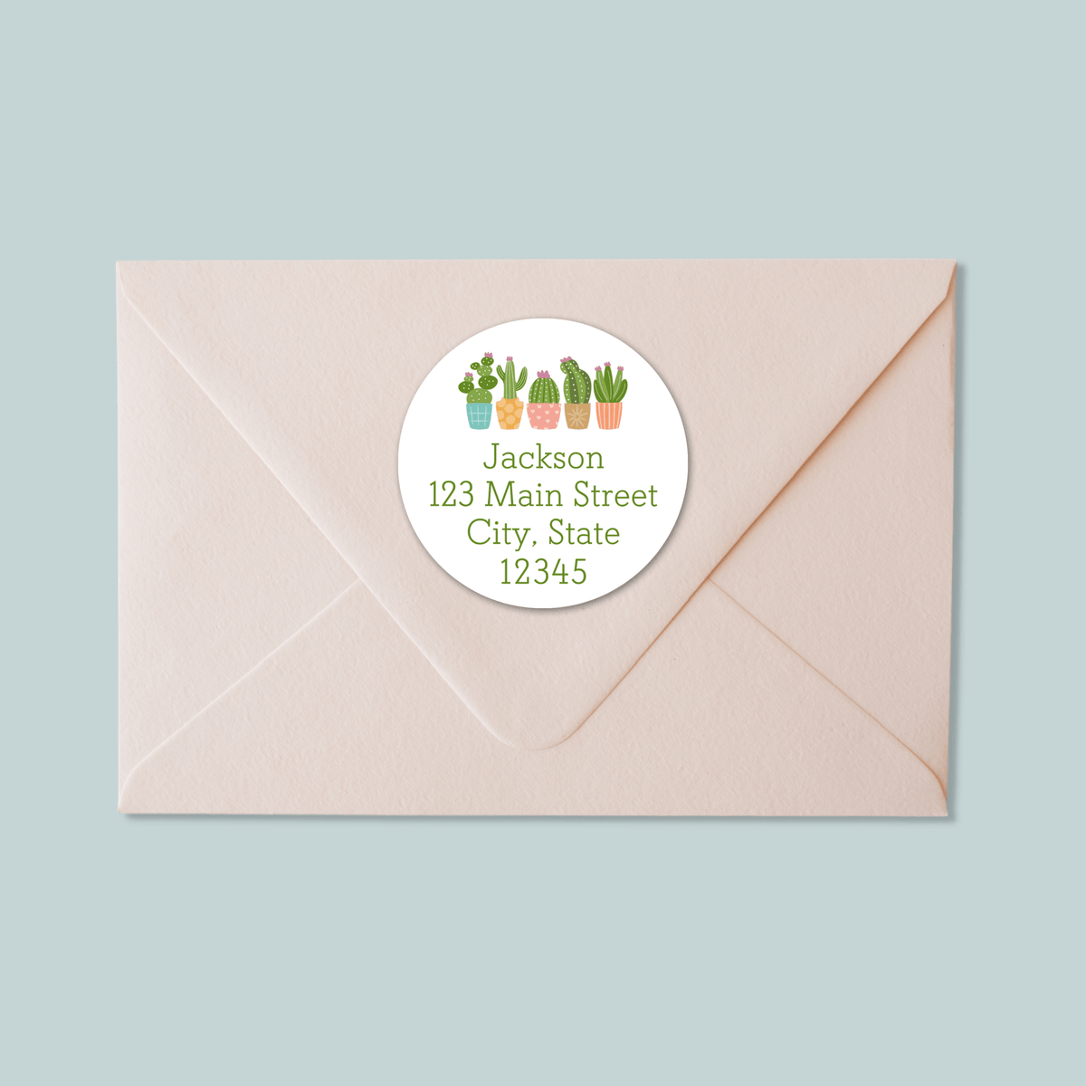 Succulents - Round Address Label - The Note House
