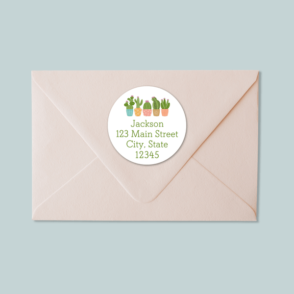 Succulents - Round Address Label - The Note House
