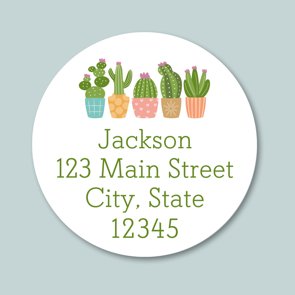 Succulents - Round Address Label - The Note House