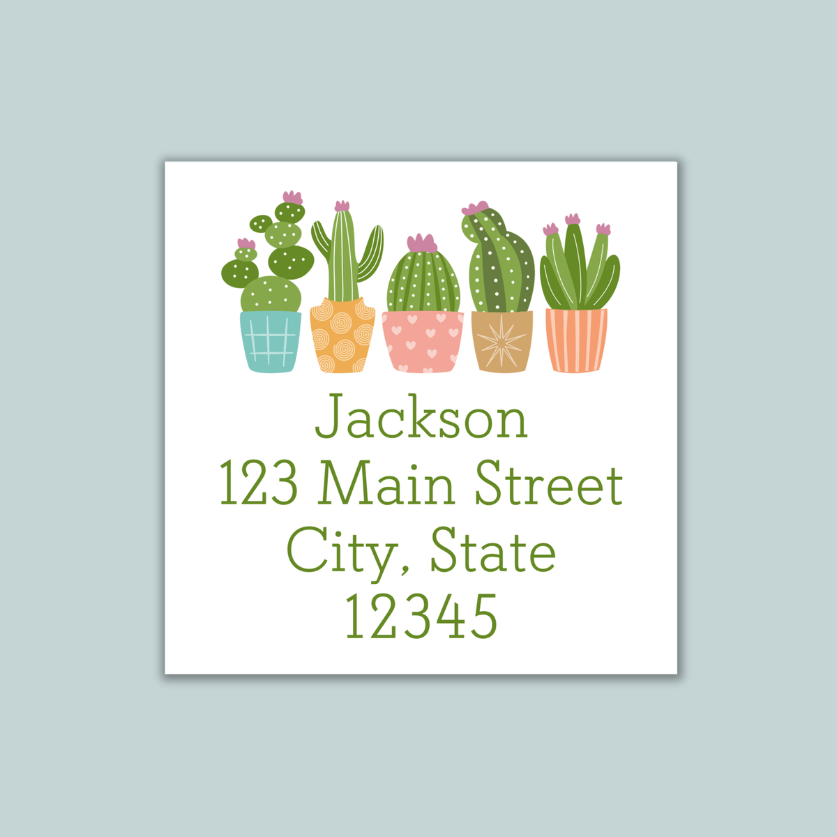 Succulents - Square Address Label - The Note House