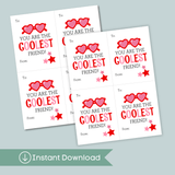 Sunglasses - Classroom Valentine's Day Cards - Printable Instant Download - The Note House