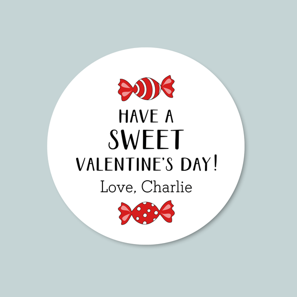 Sweet Valentine Candy - Personalized Round Gift Sticker - The Note House