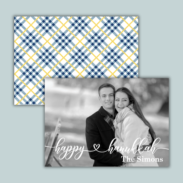 Tartan Plaid Hanukkah - Personalized Photo Card - The Note House