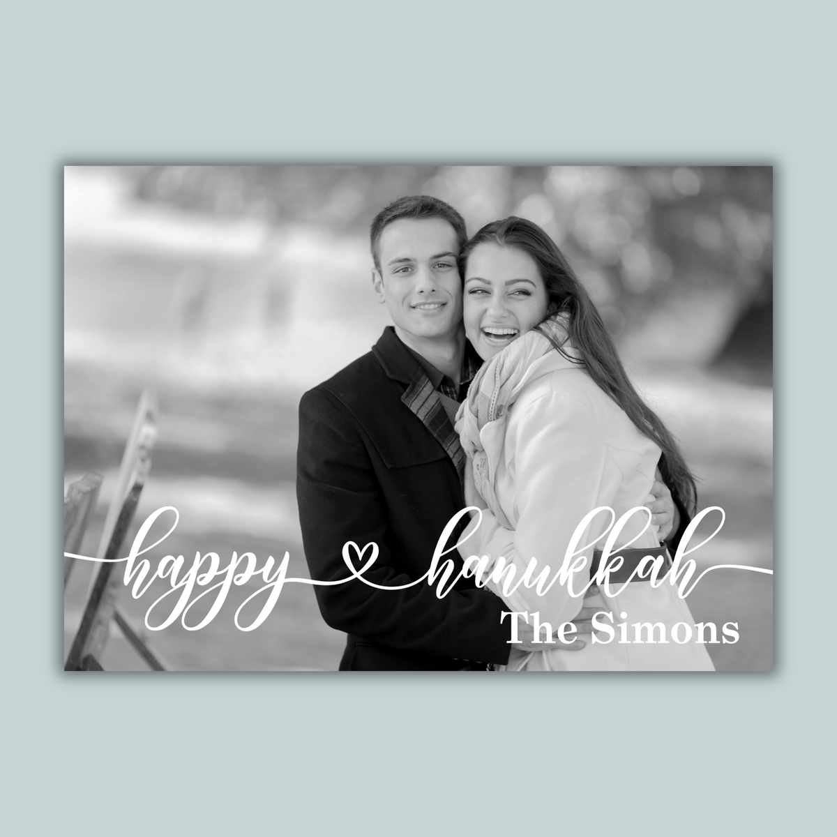 Tartan Plaid Hanukkah - Personalized Photo Card - The Note House