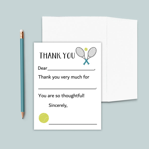 Tennis - Fill - in Thank You Notes - The Note House