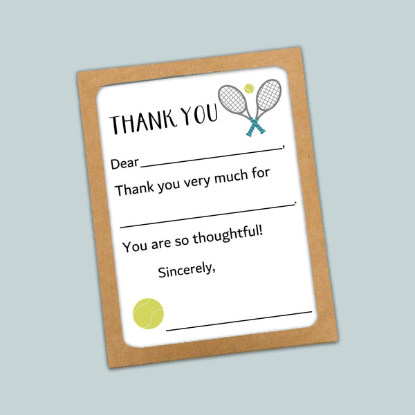 Tennis - Fill - in Thank You Notes - The Note House