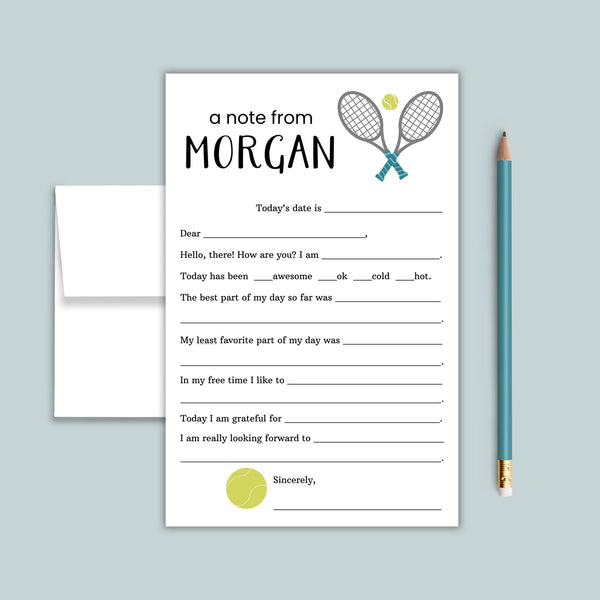 Tennis - Personalized Fill - in Letter Template - The Note House