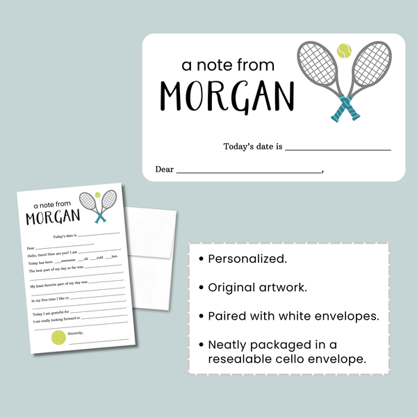 Tennis - Personalized Fill - in Letter Template - The Note House