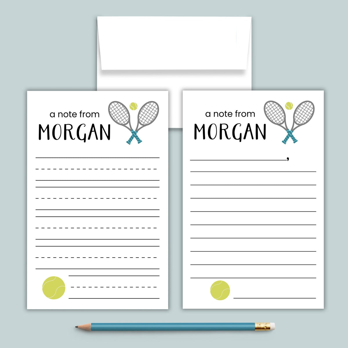 Tennis - Personalized Lined Letter Template - The Note House