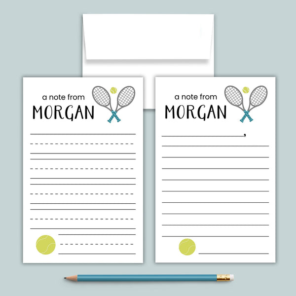 Tennis - Personalized Lined Letter Template - The Note House