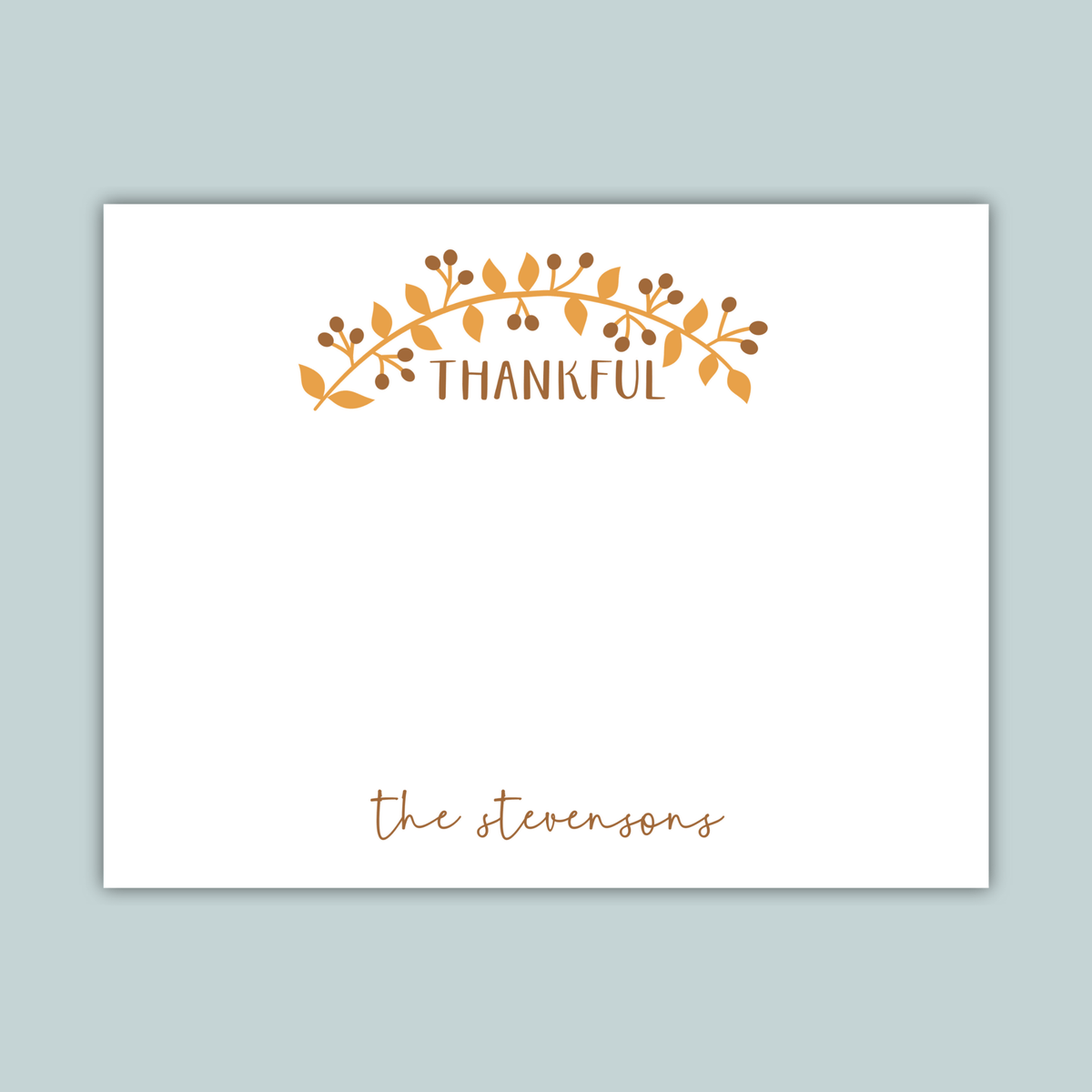 Thankful - Personalized Flat Note Card - The Note House