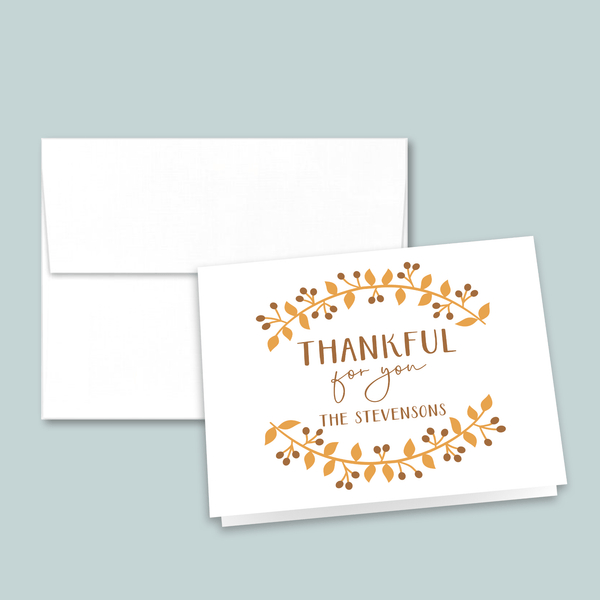 Thankful - Personalized Folded Note Card - The Note House