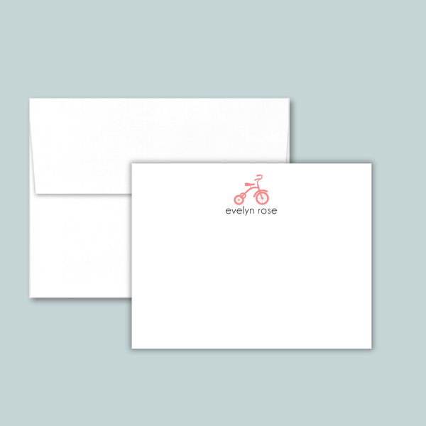 Tricycle - Personalized Flat Note Card - The Note House