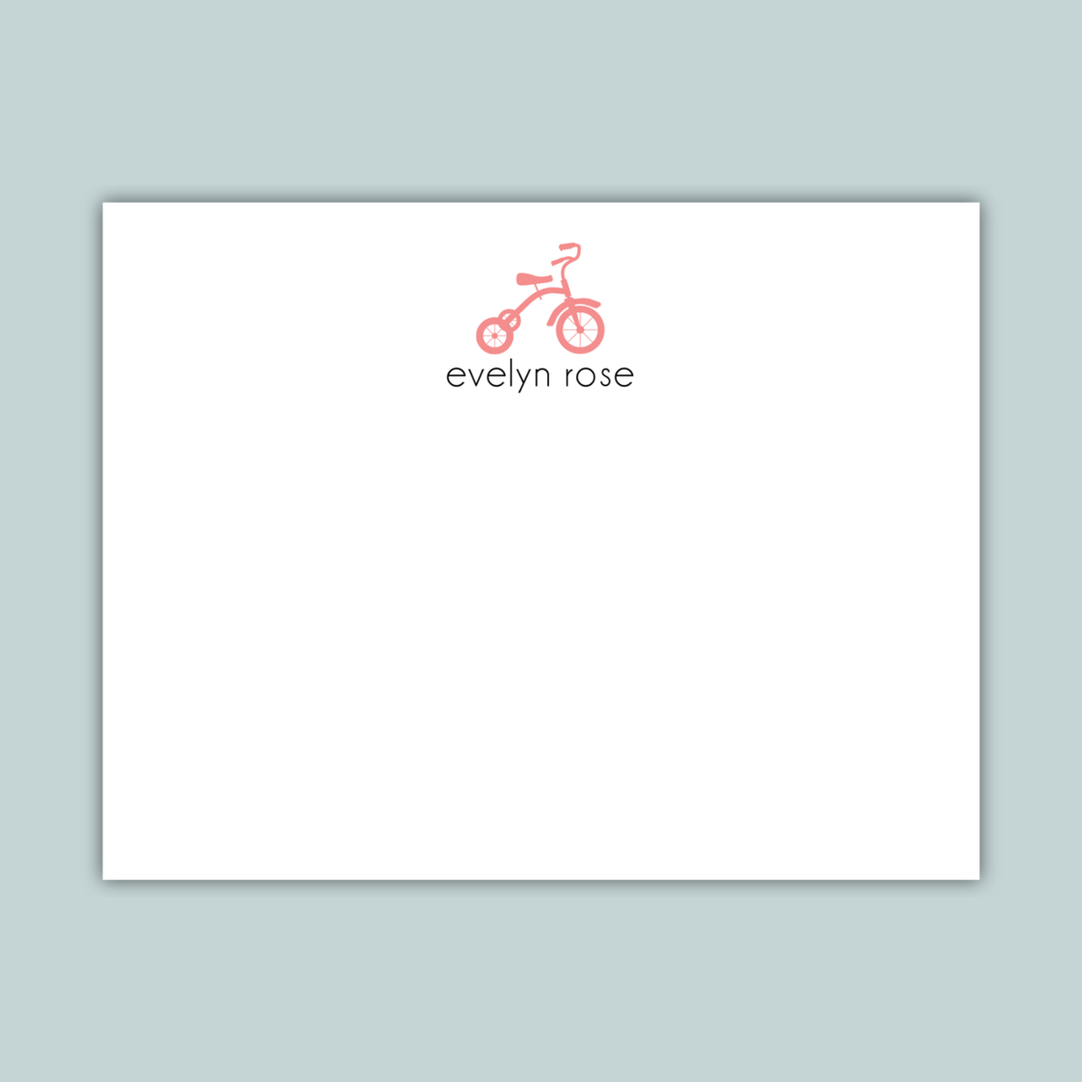 Tricycle - Personalized Flat Note Card - The Note House