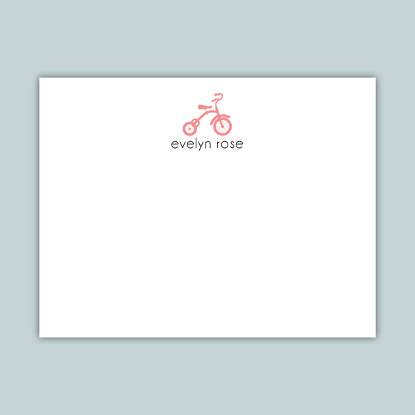 Tricycle - Personalized Flat Note Card - The Note House