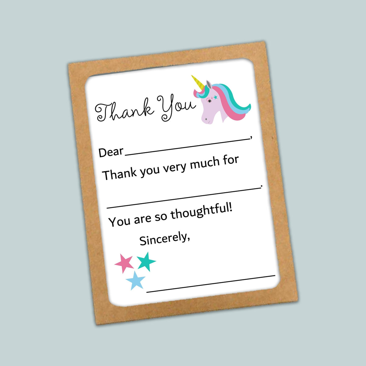 Unicorn - Fill - in Thank You Cards - The Note House