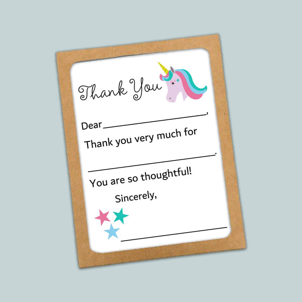 Unicorn - Fill - in Thank You Cards - The Note House