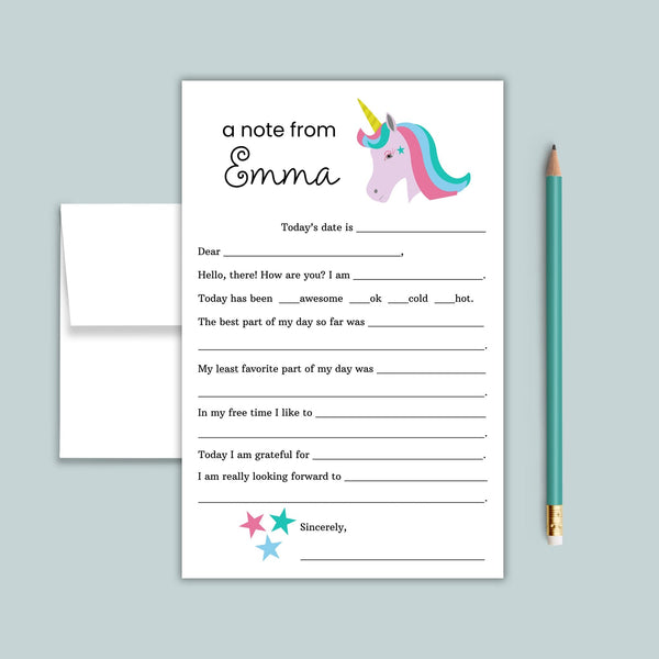 Unicorn - Personalized Fill - in Letter Template - The Note House