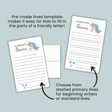 Unicorn - Personalized Lined Letter Template - The Note House