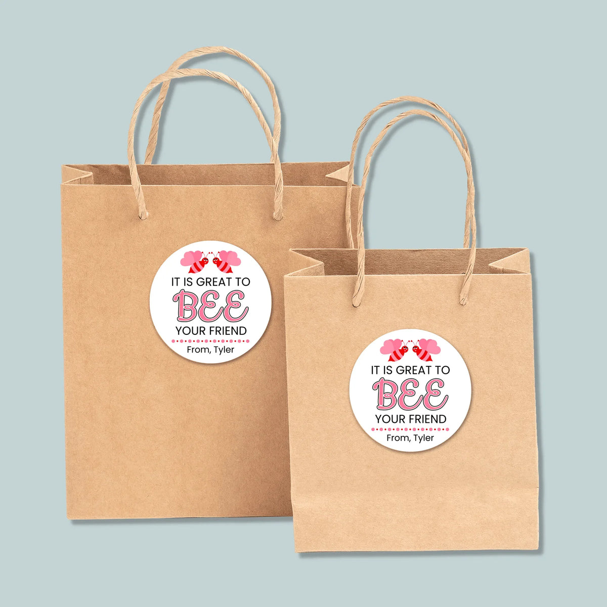 Valentine's Day Bee - Personalized Round Gift Sticker - The Note House