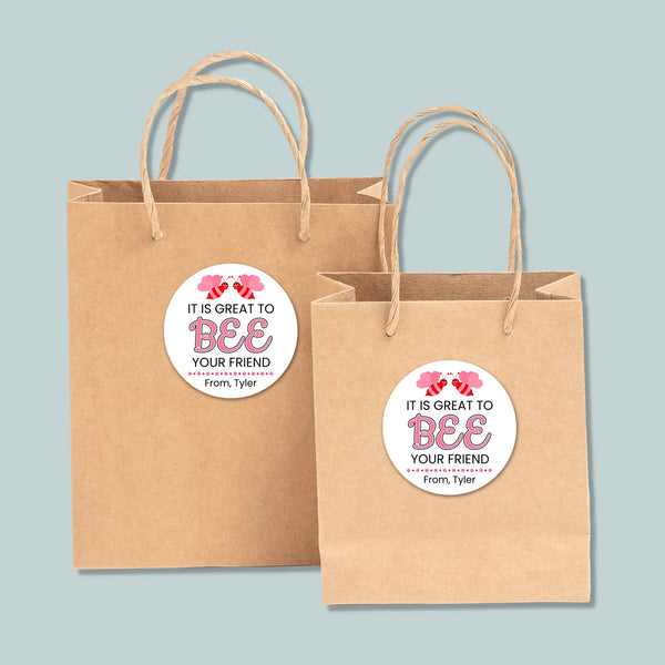 Valentine's Day Bee - Personalized Round Gift Sticker - The Note House