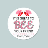 Valentine's Day Bee - Personalized Round Gift Sticker - The Note House