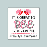 Valentine's Day Bee - Personalized Square Gift Sticker - The Note House
