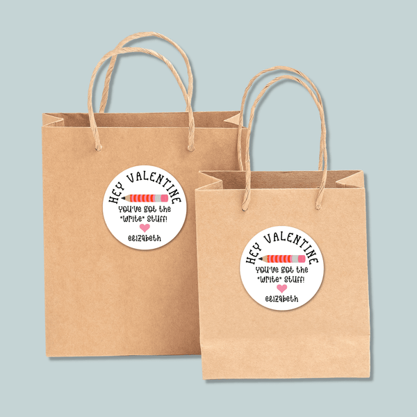 Valentine's Day Pencil - Personalized Round Gift Sticker - The Note House