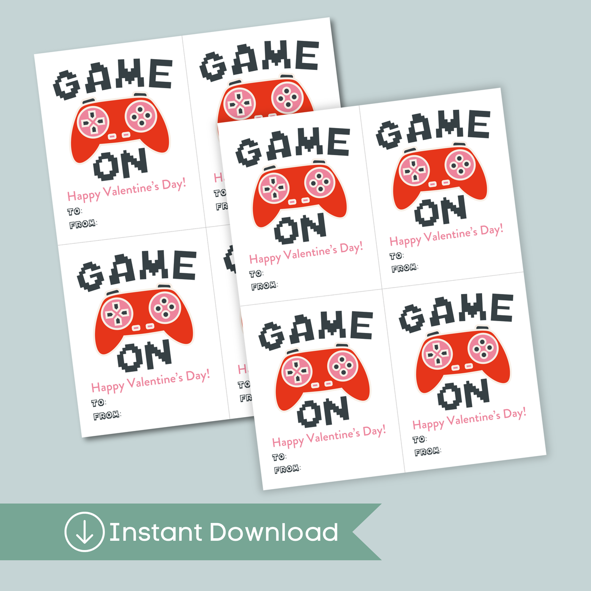 Video Game - Classroom Valentine's Day Cards - Printable Instant Download