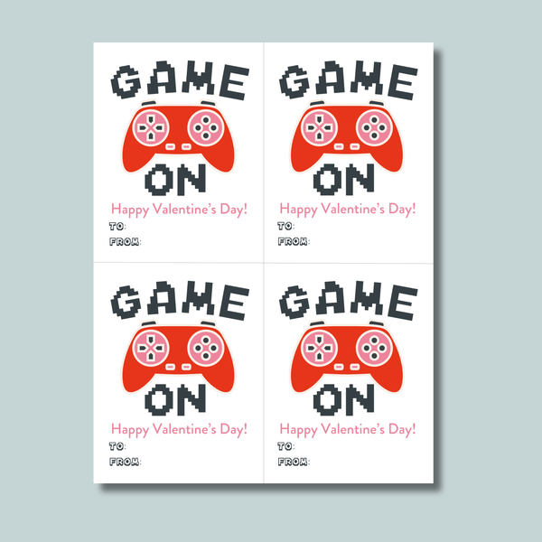 Video Game - Classroom Valentine's Day Cards - Printable Instant Download