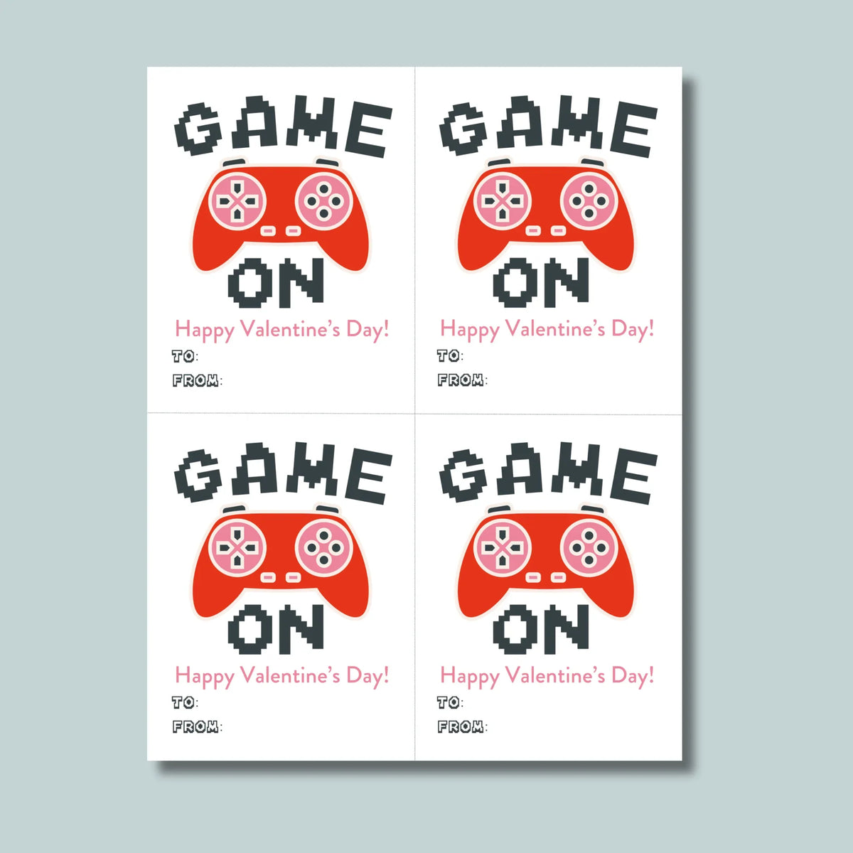 Video Game - Classroom Valentine's Day Cards - Printable Instant Download - The Note House