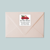 Vintage Truck and Christmas Tree - We've Moved Square Address Label - The Note House