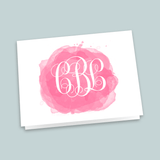 Watercolor Splash Interlocking Monogram - Personalized Folded Note Card - The Note House