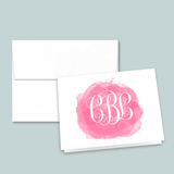 Watercolor Splash Interlocking Monogram - Personalized Folded Note Card - The Note House