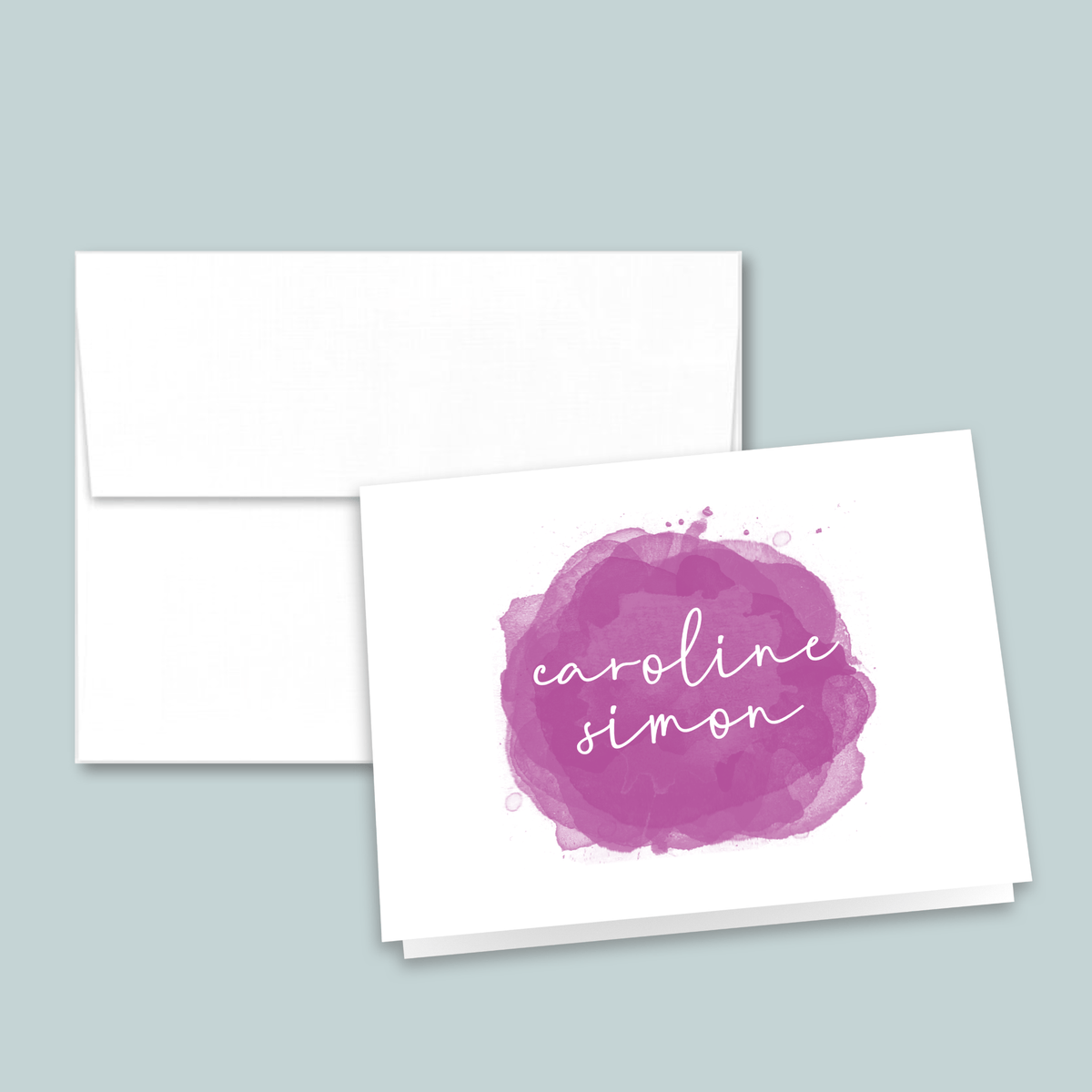 Watercolor Splash - Personalized Folded Note Card - The Note House
