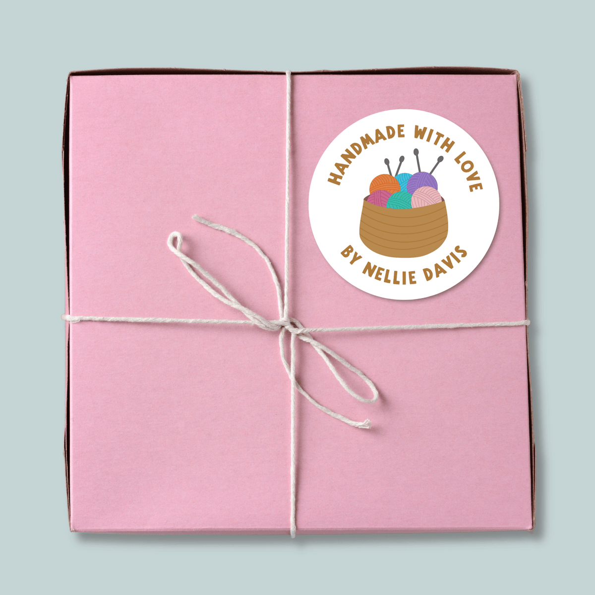 Yarn Basket - Personalized Round Handmade with Love Gift Sticker - The Note House