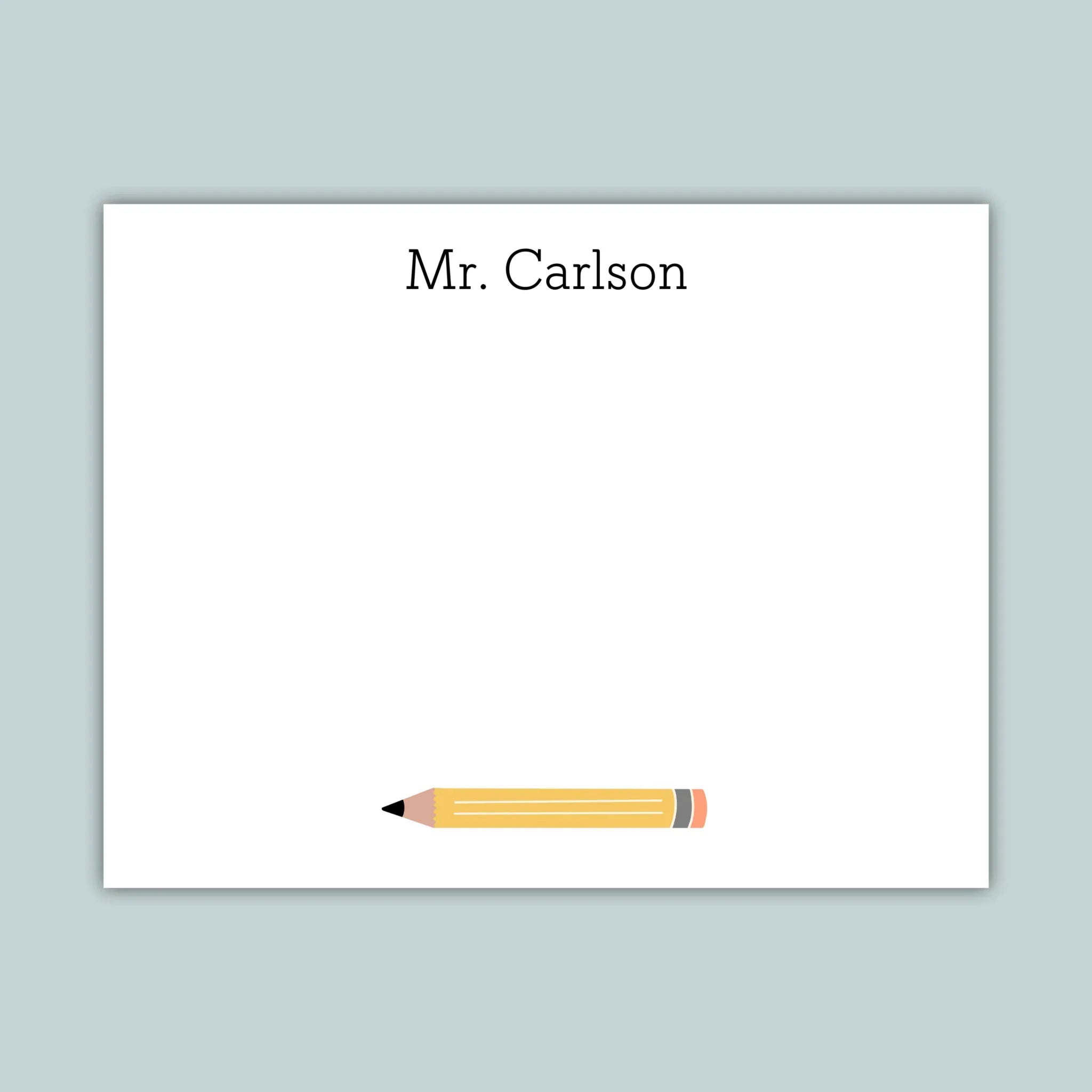 Yellow Pencil - Personalized Flat Note Card – The Note House