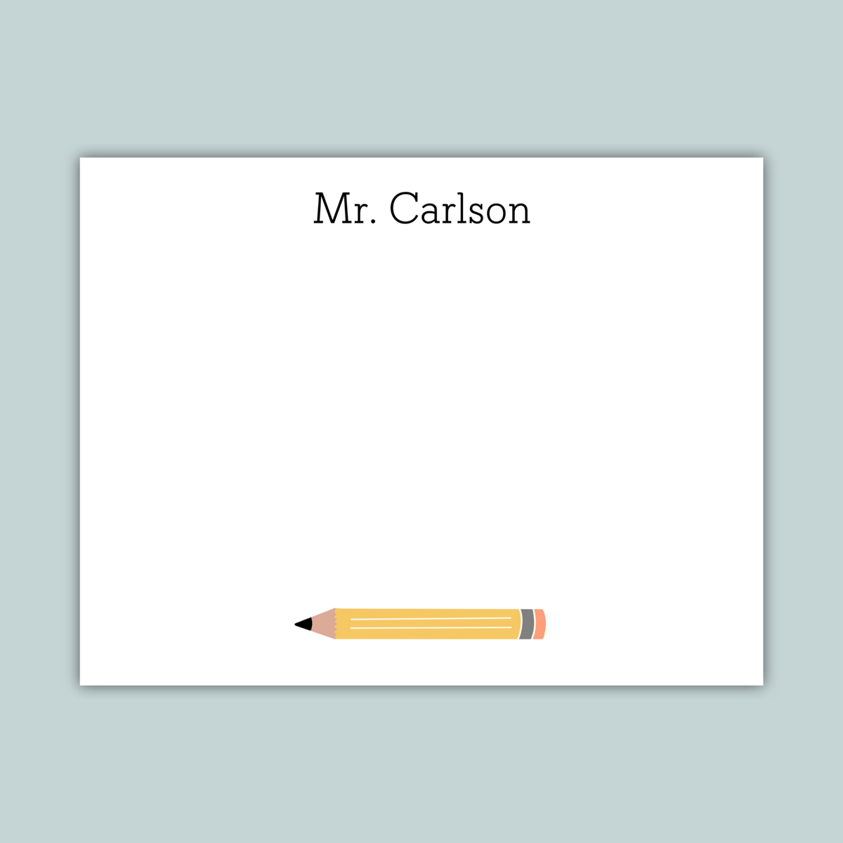 Yellow Pencil - Personalized Flat Note Card - The Note House