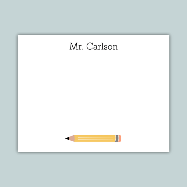 Yellow Pencil - Personalized Flat Note Card - The Note House