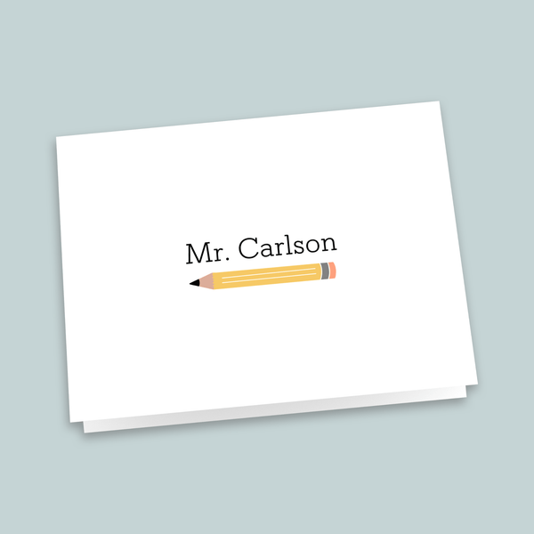 Yellow Pencil - Personalized Folded Note Card - The Note House