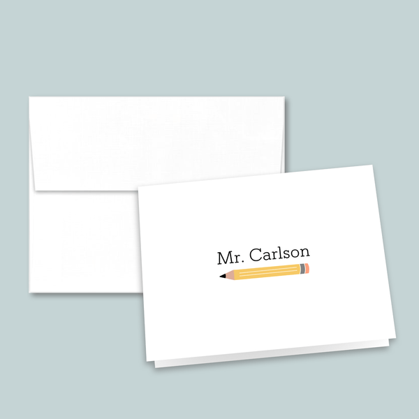Yellow Pencil - Personalized Folded Note Card - The Note House