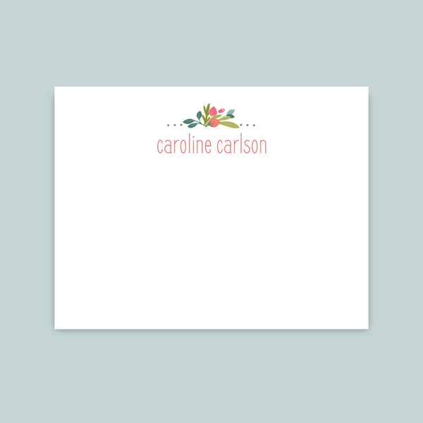 Pretty Floral -  Personalized Flat Note Card