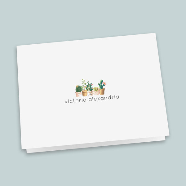 Succulents - Personalized Folded Note Card