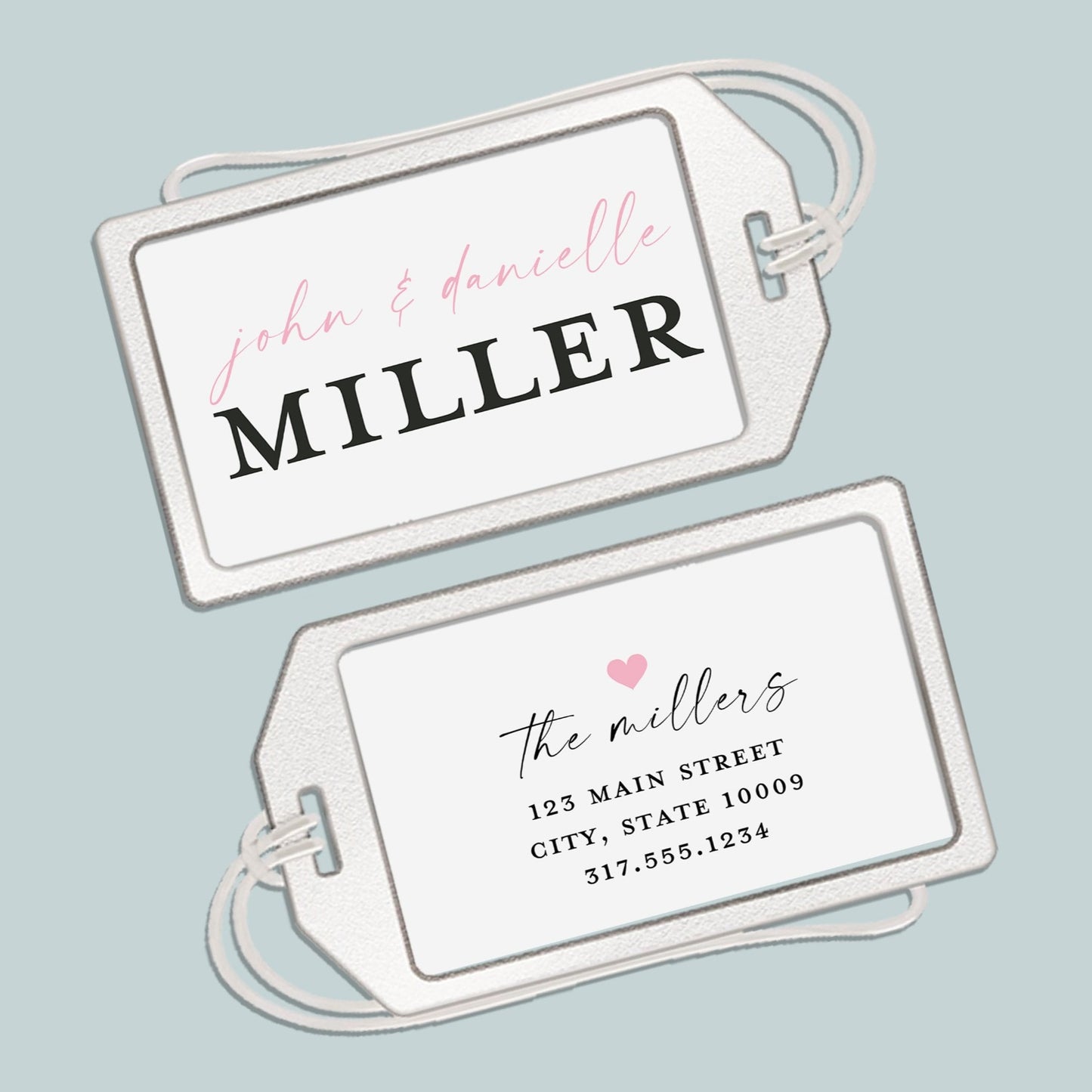 Newlyweds Personalized Acrylic Luggage Tag with Loop - Personalized ID Tag