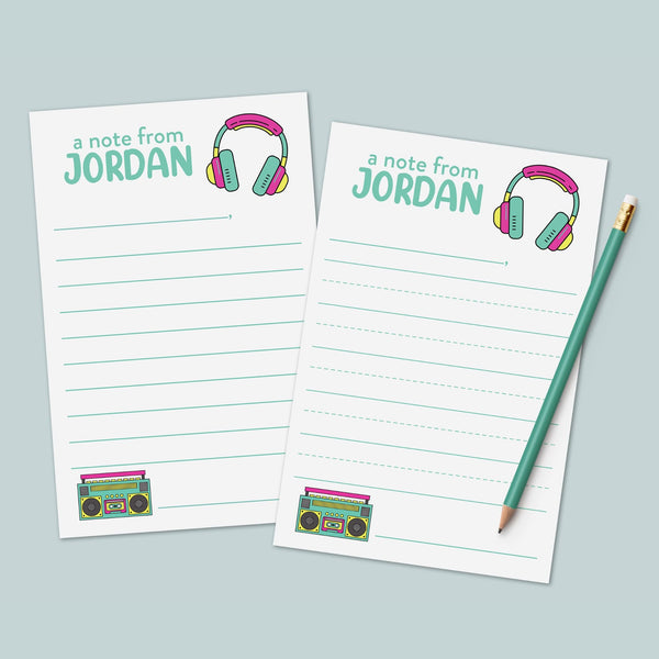 80's Hip Hop - Personalized Lined Letter Writing Stationery - The Note House