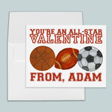 All Star Sports - Personalized Valentine's Day Card - The Note House
