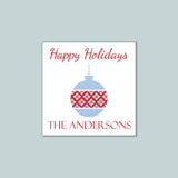 Argyle Christmas Ornament - Personalized Square Gift Sticker - The Note House